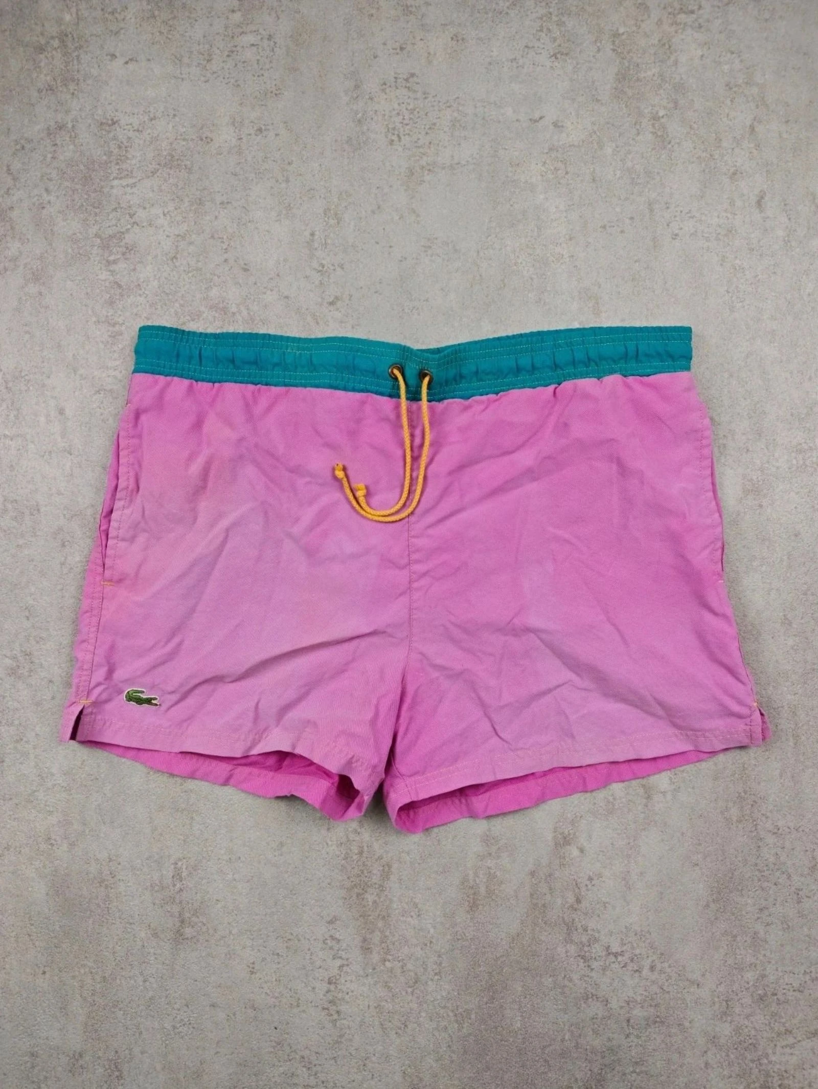 Lacoste Vintage Swim Shorts Colorblock Pink Teal Old Money Preppy Y2K 90s Retro Beachwear  XL – photo 15